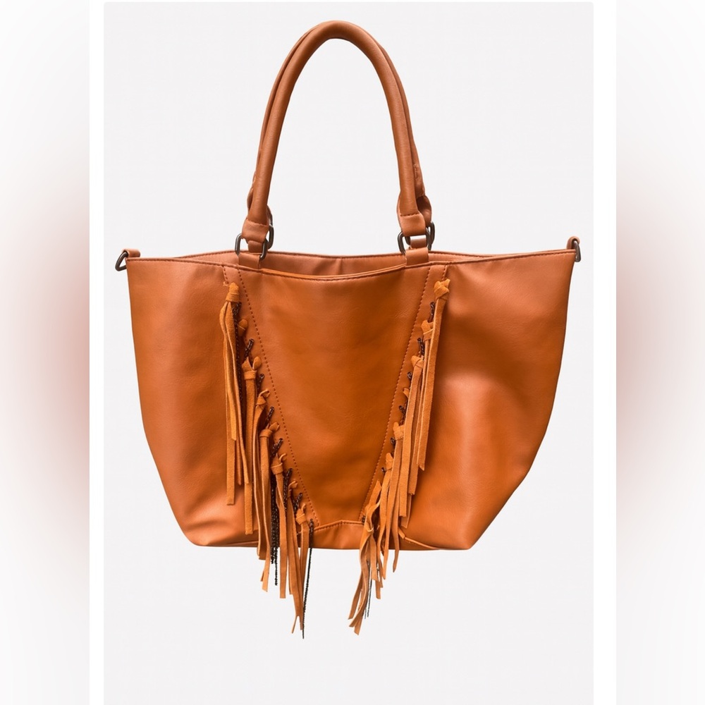 Dolce Vita Tan Tote with Fringe Accents